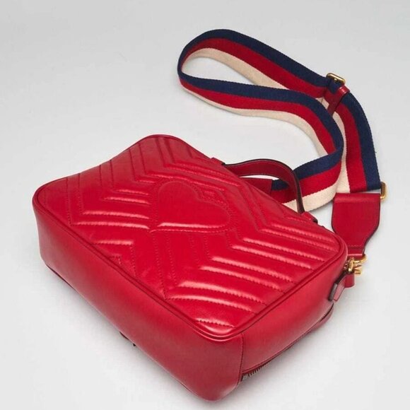 Gucci Red Quilted Leather Marmont Small Shoulder Bag - Picture 9 of 11